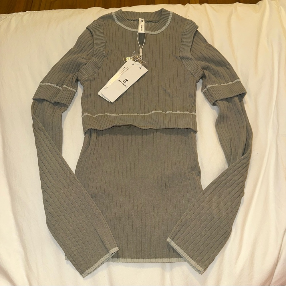 Green Ribbed transformable Top